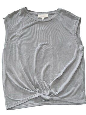 Pink Rose Gray Sleeveless Knot Front Crop Top Size M
